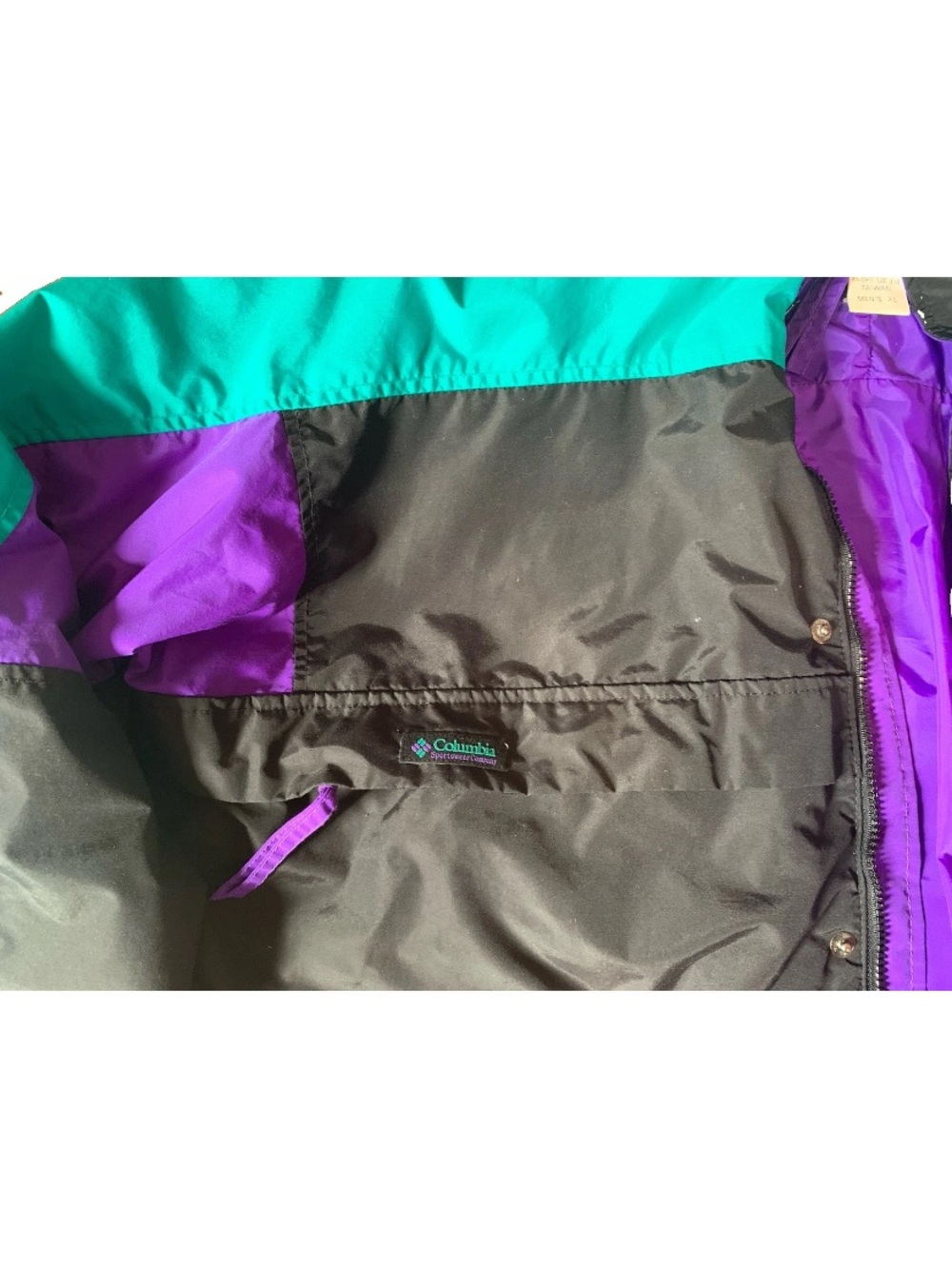 Vintage Columbia Sportswear Windbreaker Jacket Mens XL Teal Navy Colorblock 90s - Picture 2 of 16